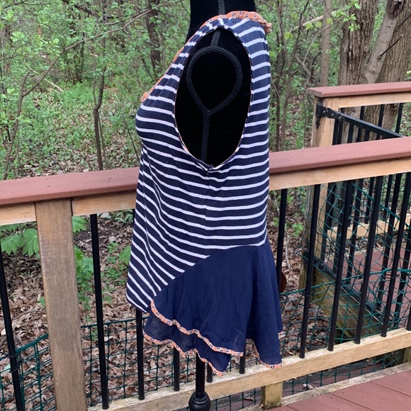 Anthropologie blue and white striped hi lo top. 446 - Picture 3 of 8